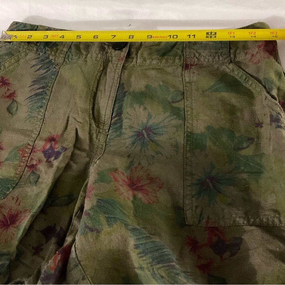 Sanctuary Olive Green Linen Floral Khaki Shorts 26 Fairycore Print Tomato Girl - Picture 5 of 8